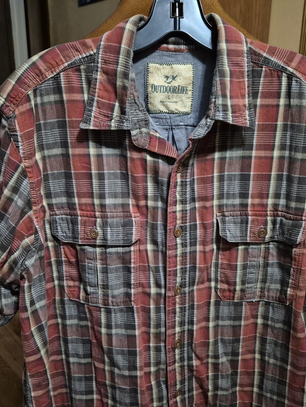 Outdoor Life Men's Red Plaid Button-Up Shirt